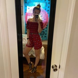 maroon/paisley romper